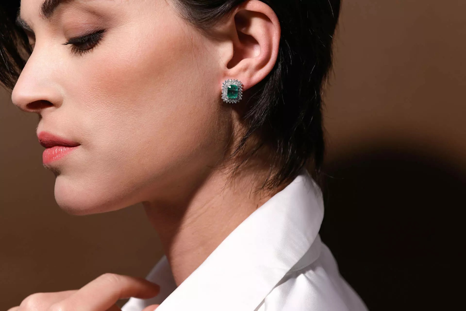 Orecchini a cerchio con diamanti oro bianco 750% Art.OR915