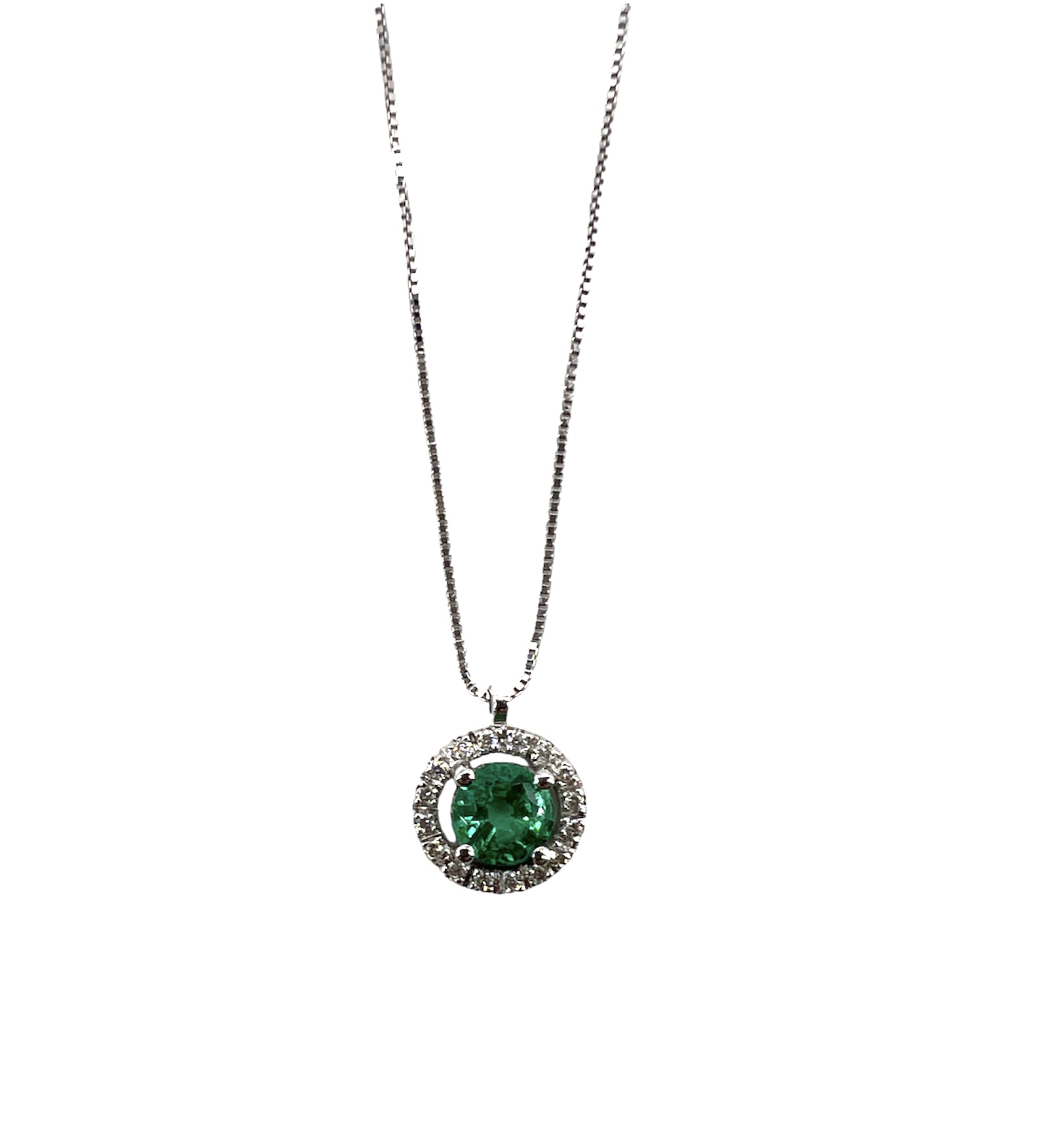 Pendente smeraldo oro bianco e diamanti GEMME Art. CD208