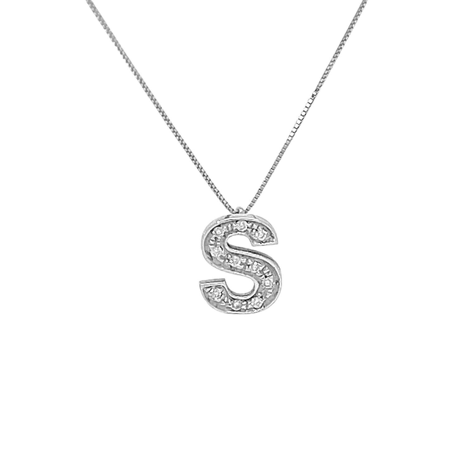 Pendente iniziale S oro bianco e diamanti art. LT-S