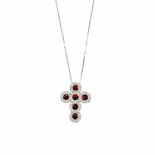 Pendente croce rubini oro diamanti BELLE EPOQUE Art. CR128-1