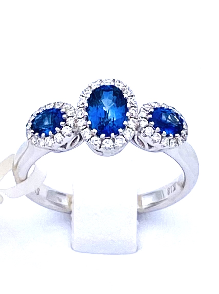 Anello trilogy zaffiri diamanti in oro bianco BELLE EPOQUE  ART. RF06289BS-01