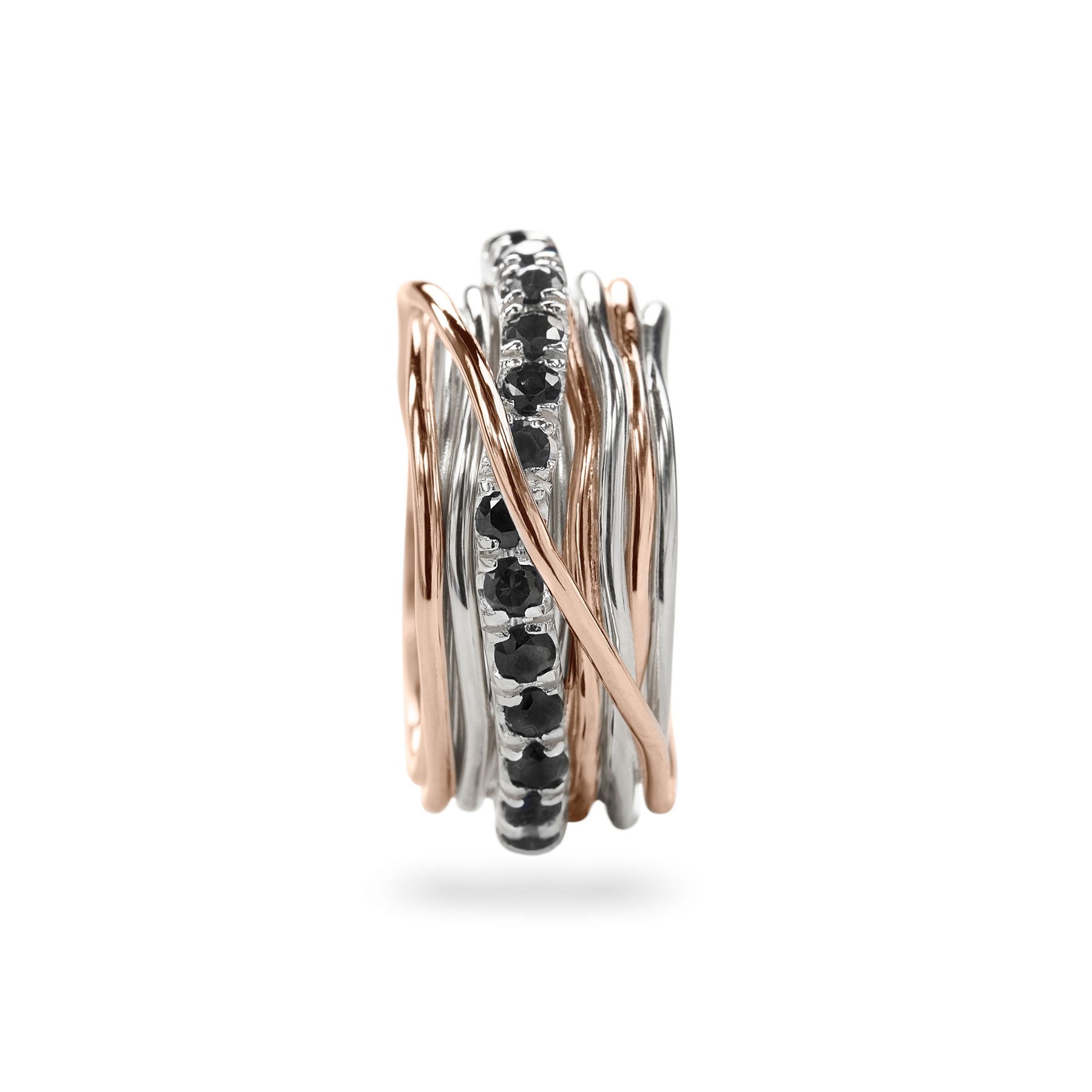 Anello Filodellavita Prezioso 13 fili in Oro Rosa 9kt, Argento 925 e Diamanti Black Anello Filodellavita Prezioso 13 fili in Oro Rosa 9kt, Argento 925 e Diamanti Black