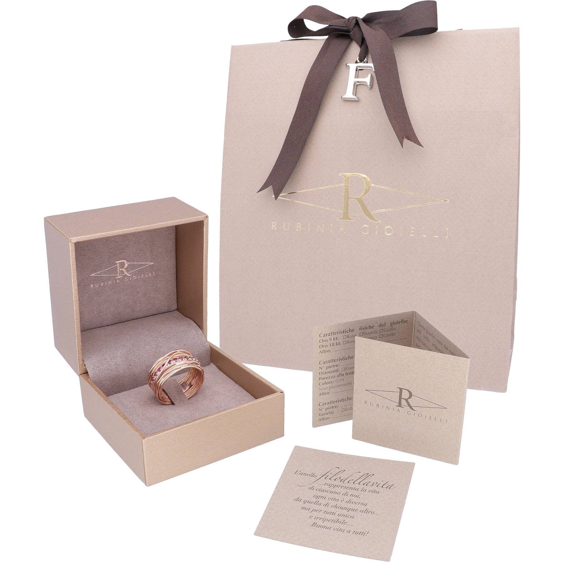 Anello Filodellavita Prezioso 13 fili in Oro Rosa 9kt, Argento 925 e Diamanti Black Anello Filodellavita Prezioso 13 fili in Oro Rosa 9kt, Argento 925 e Diamanti Black