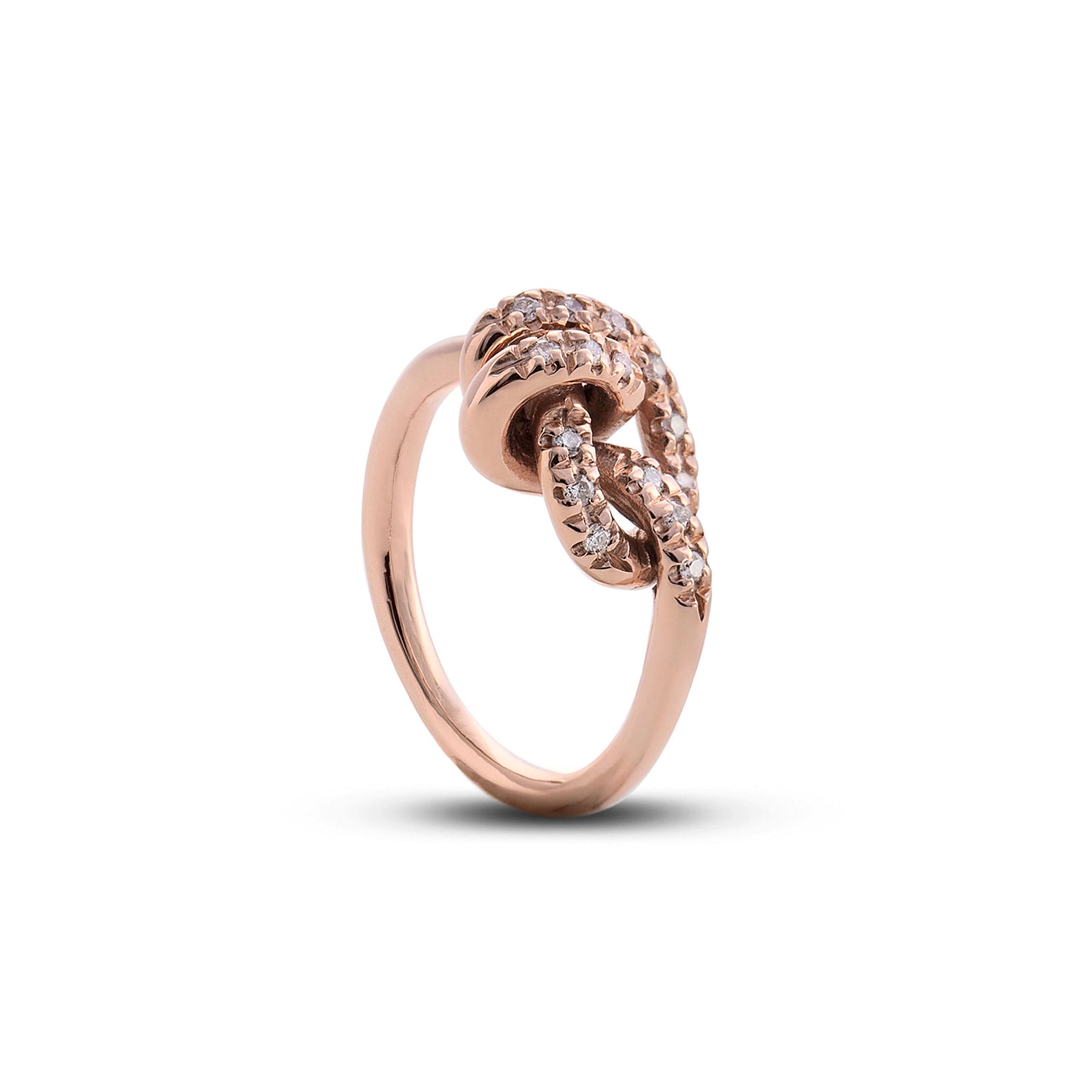 Anello Nodi d’Amore in Oro Rosa 9kt e Diamanti Bianchi Art. AN173RBT