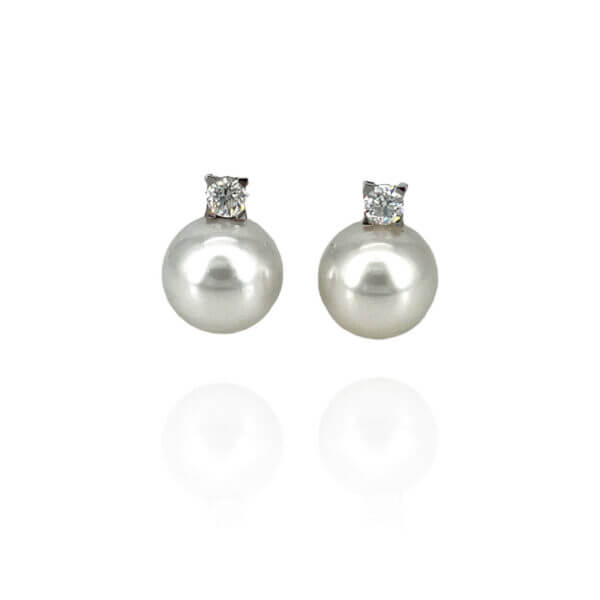 Orecchini perle  oro bianco e diamanti Art.ORP285