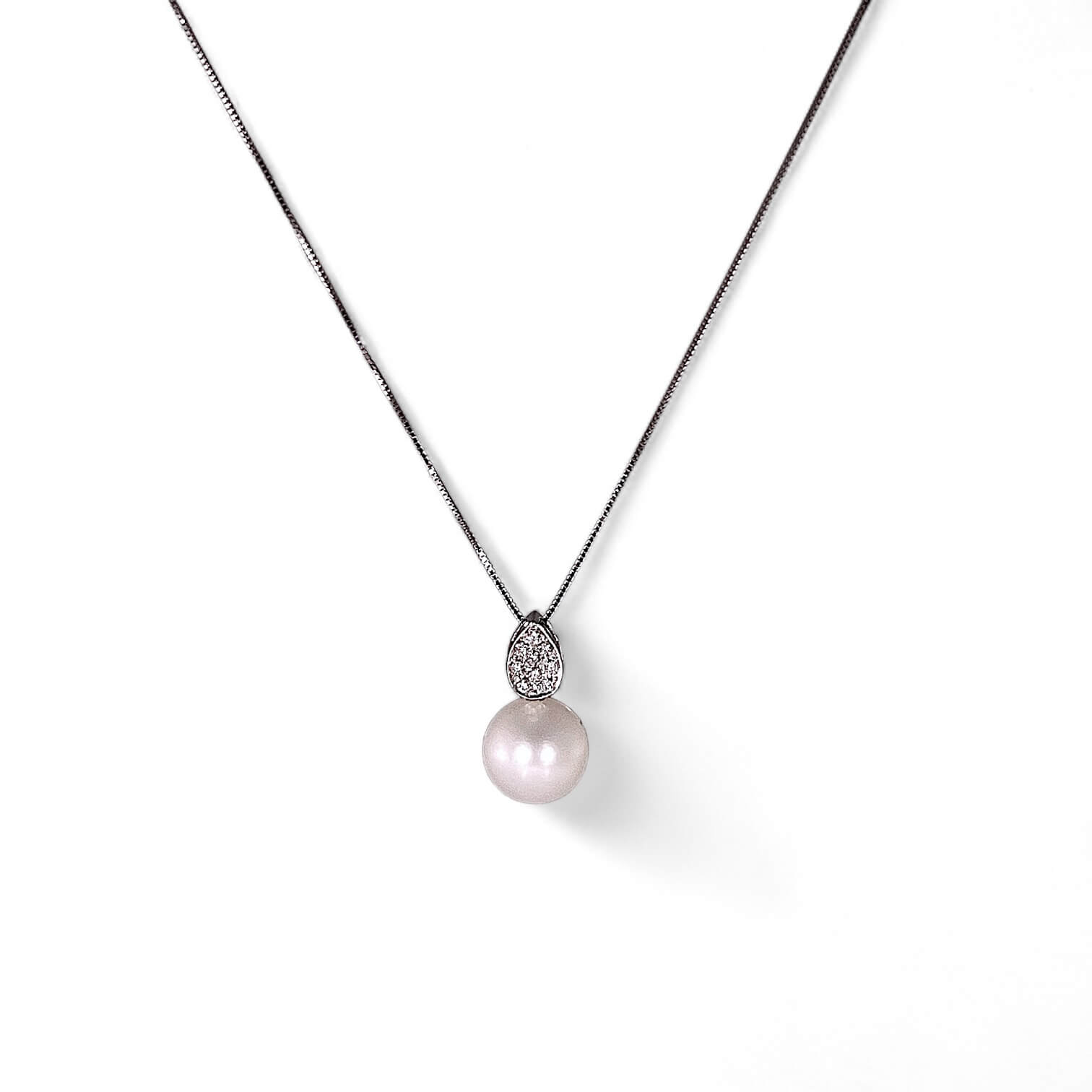 Girocollo perla oro bianco e diamanti art.CDP66-3