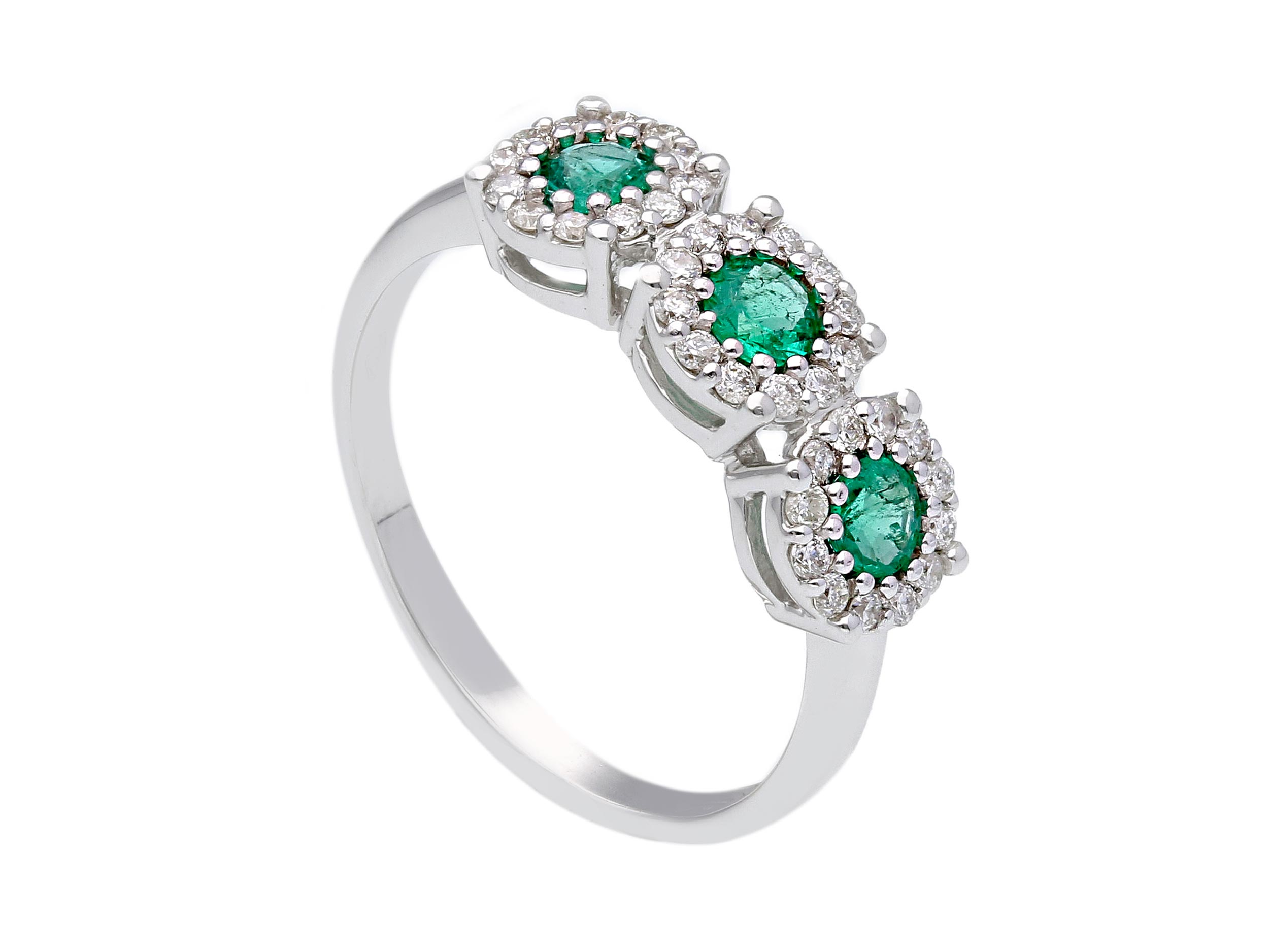 Anello trilogy Smeraldi e diamanti in oro 750% BELLE EPOQUE Art.264478SB
