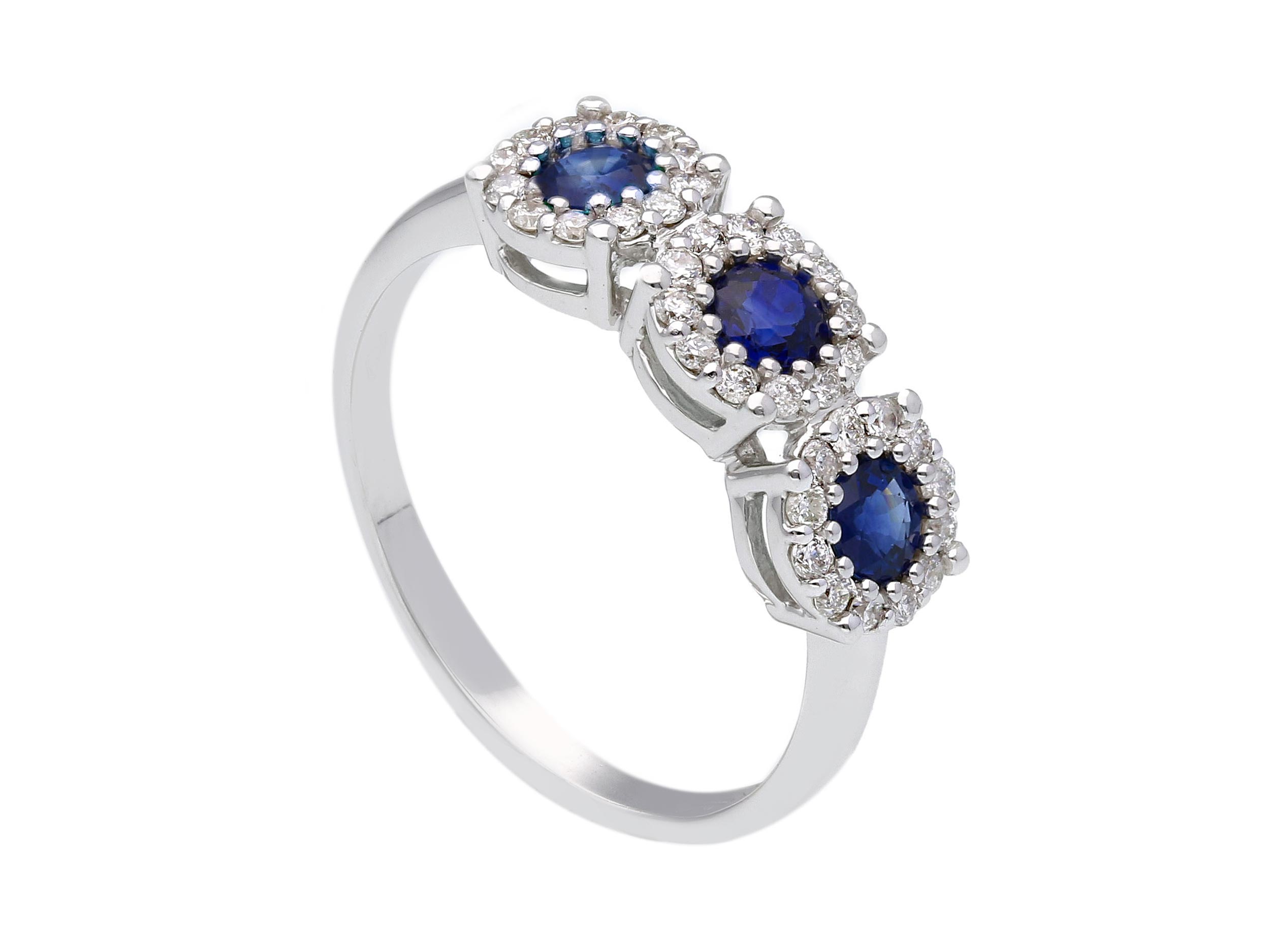 Anello trilogy zaffiri e diamanti in oro  BELLE EPOQUE ART. CIP264478ZB