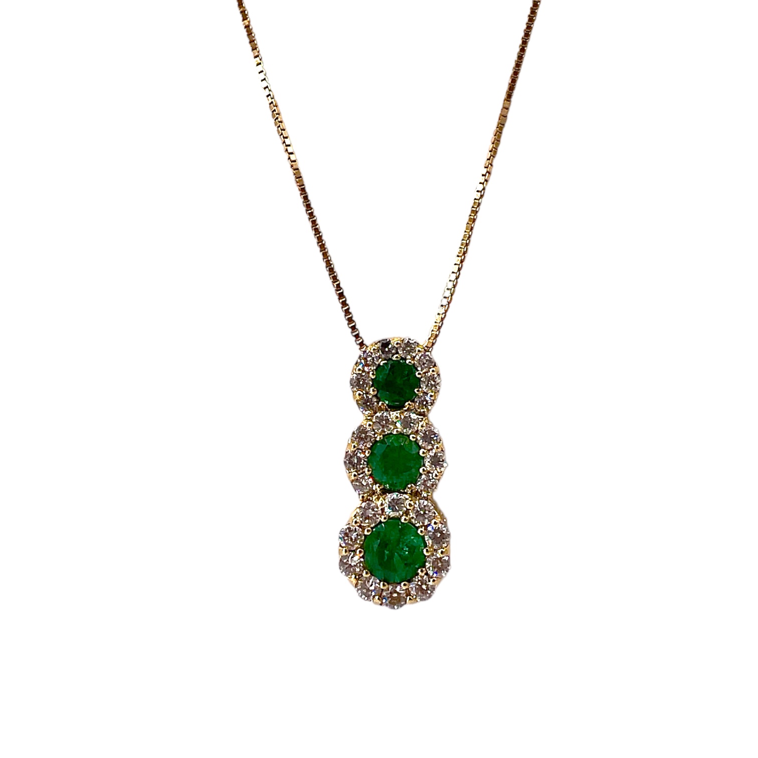 Trilogy pendant Emeralds diamonds and yellow gold BELLE EPOQUE art. CD1141