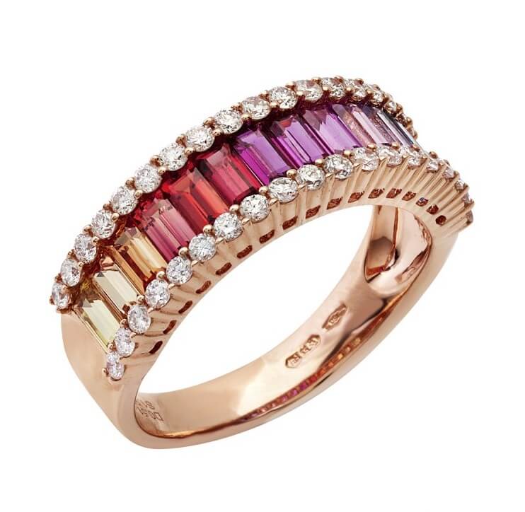 Anello Rainbow zaffiri e diamanti art. R01799RB11-B