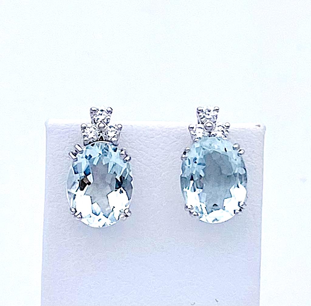 Orecchini con diamanti e acquamarina in oro bianco GEMME  Art.OR1304