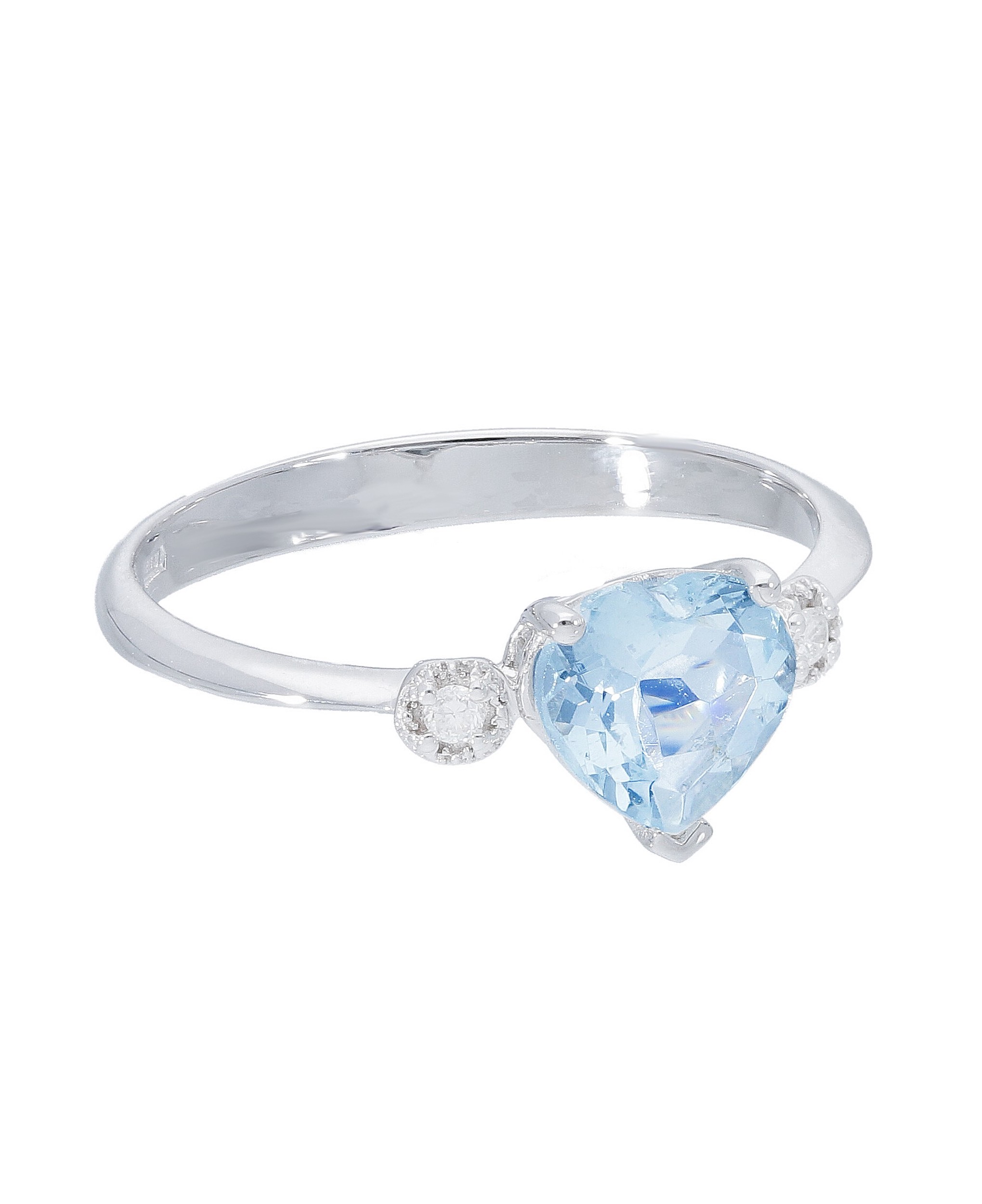 Anello acquamarina oro  e diamanti CUORE Art. CIP244586