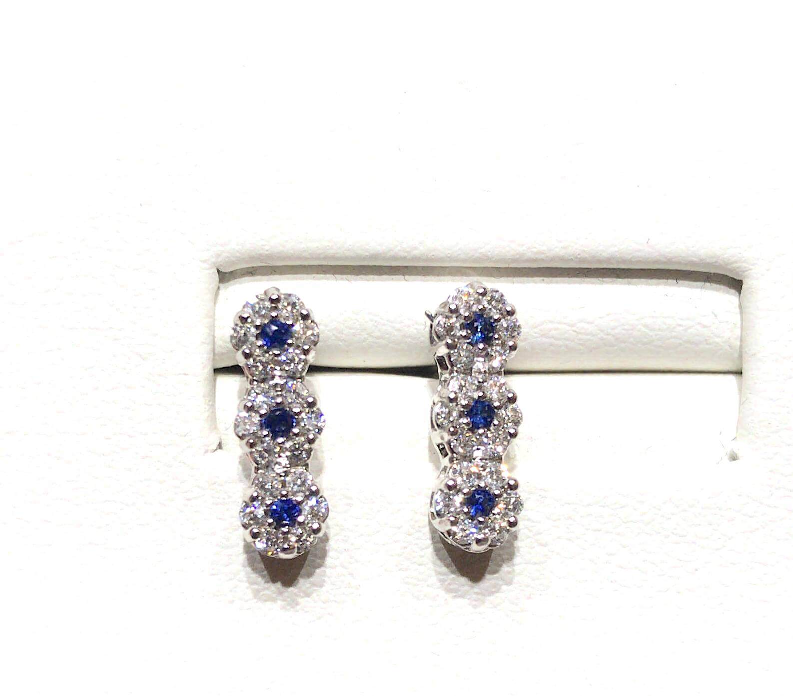 Trilogy Blue Sapphire Gold and Diamonds Earrings BELLE EPOQUE Art. OR 613