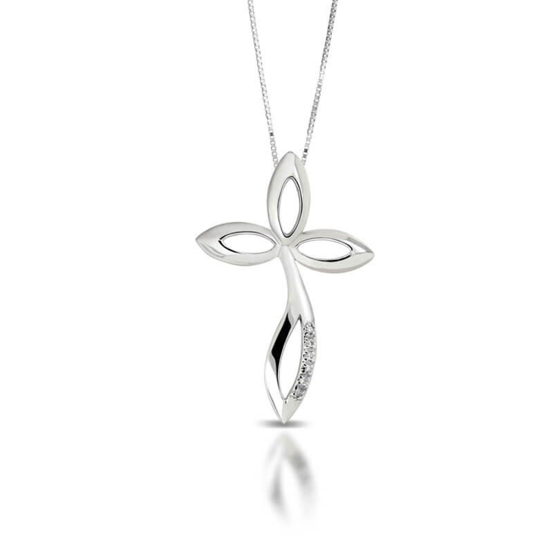 Cross pendant in white gold and WISH diamonds Art. CC1389