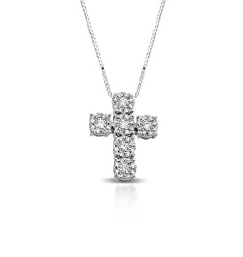 White gold cross pendant and SILK diamonds Art. CR113