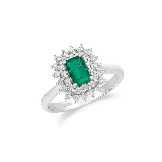 Anello smeraldo diamanti oro bianco BON TON ART. AN2548