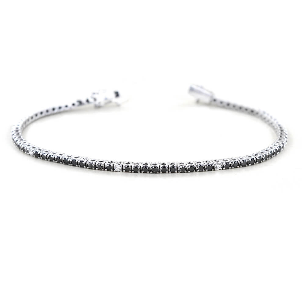Bracciale tennis diamanti neri oro bianco 750% art.BR387-2