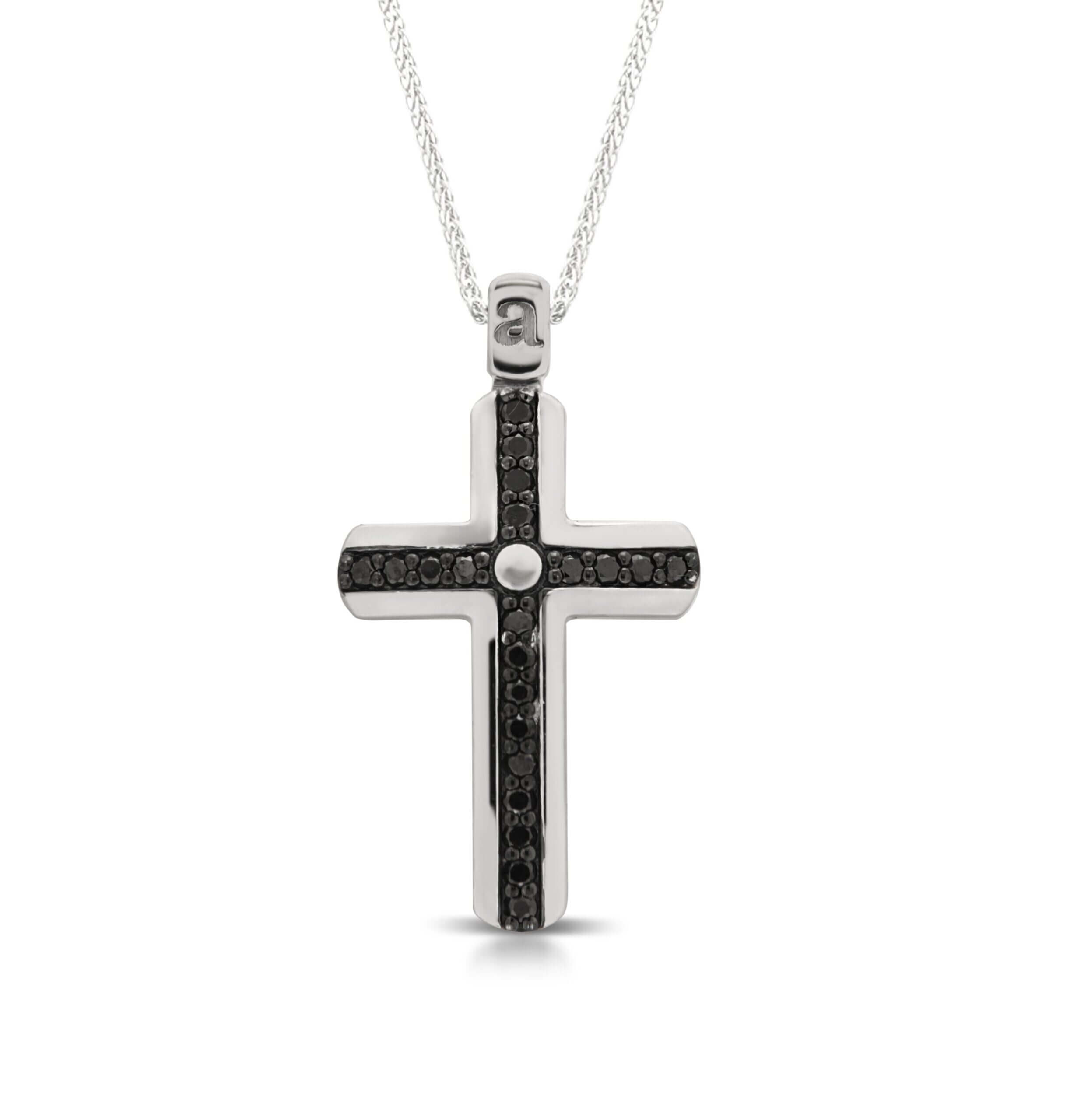 Pendente crocetta in oro e diamanti neri art. CC1676