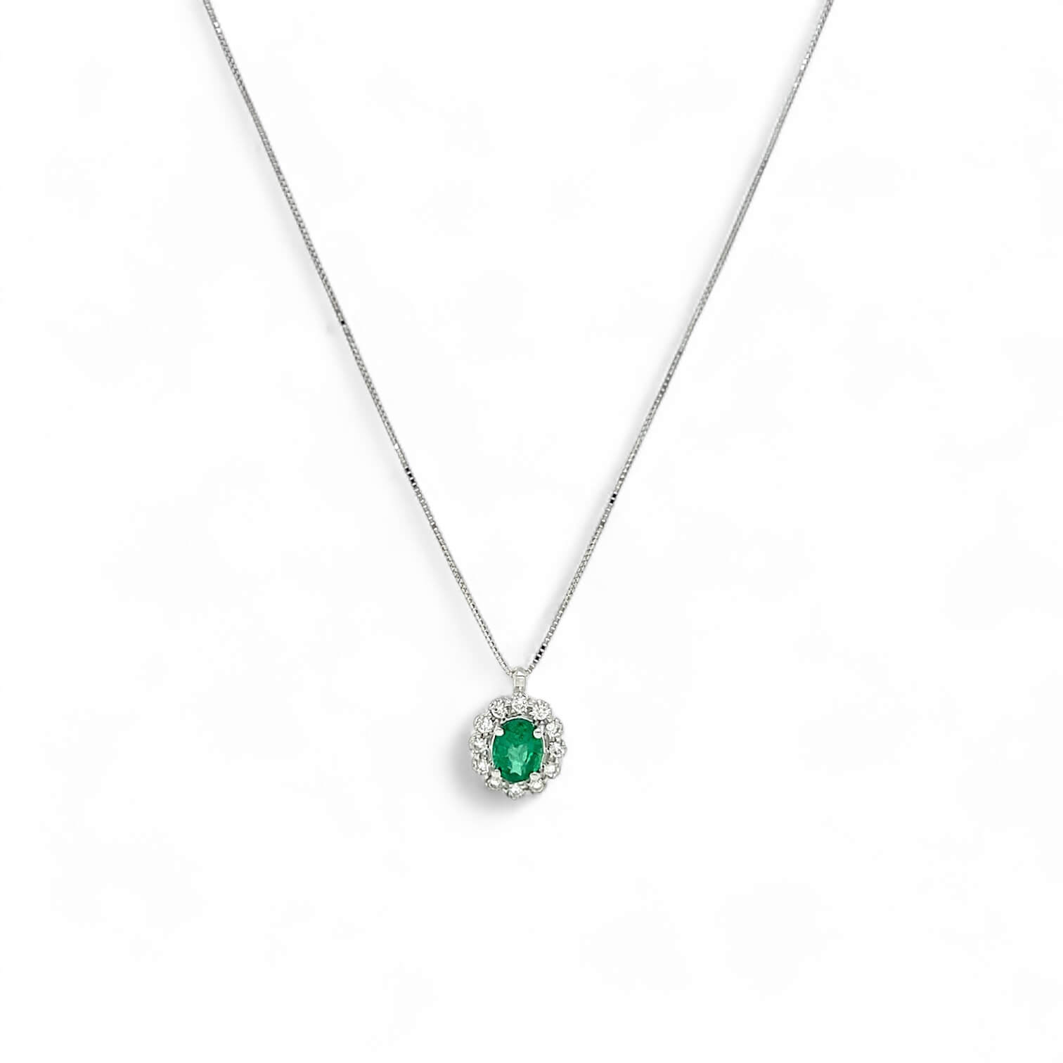Pendente smeraldo oro bianco e diamanti BON TON ART. CD940
