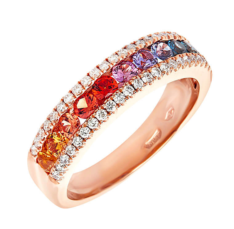 Anello Rainbow zaffiri e diamanti art. R04347RB11