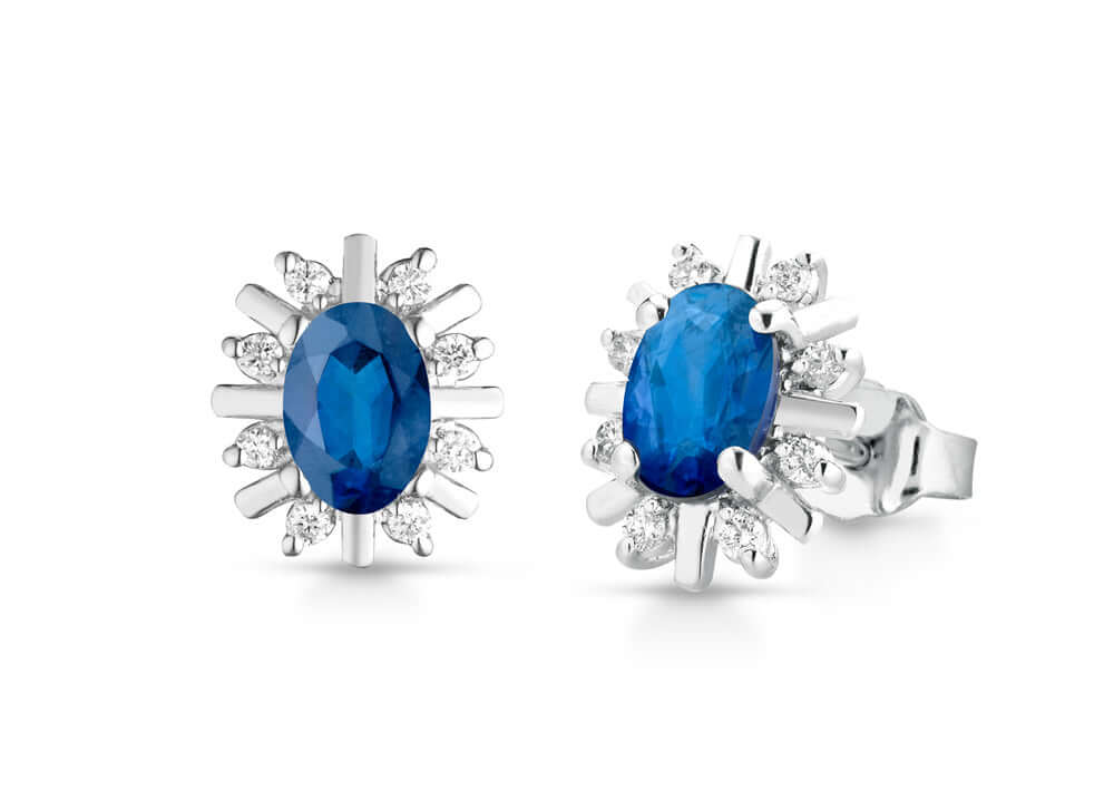 Orecchini zaffiri Blu Oro e Diamanti BON TON Art. OR/2Z-1