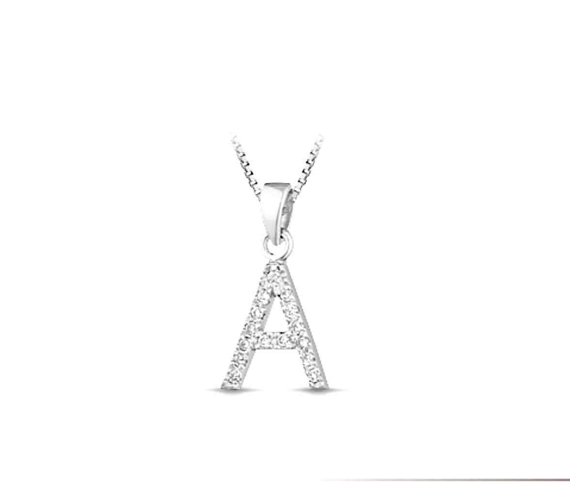 Pendente iniziale A oro bianco e diamanti art. LETT-A