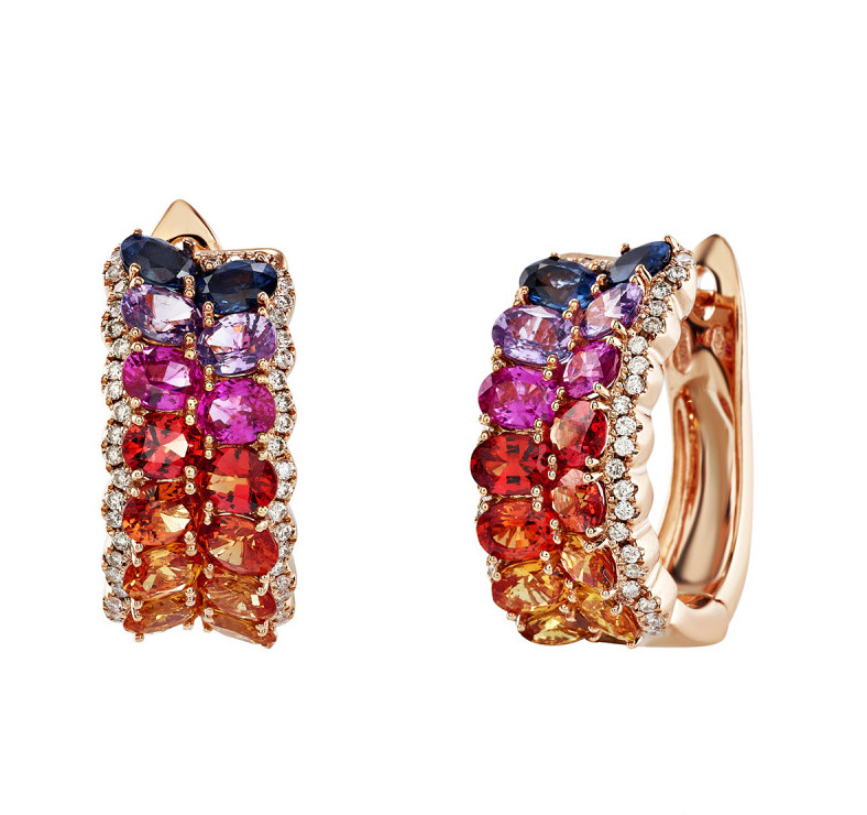 Orecchini oro zaffiri e diamanti Rainbow art. E02118RB11-A